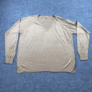 Pimkie Womens V Neck Sweater L Beige Tan Lightweight Knit Long Sleeve Pullover